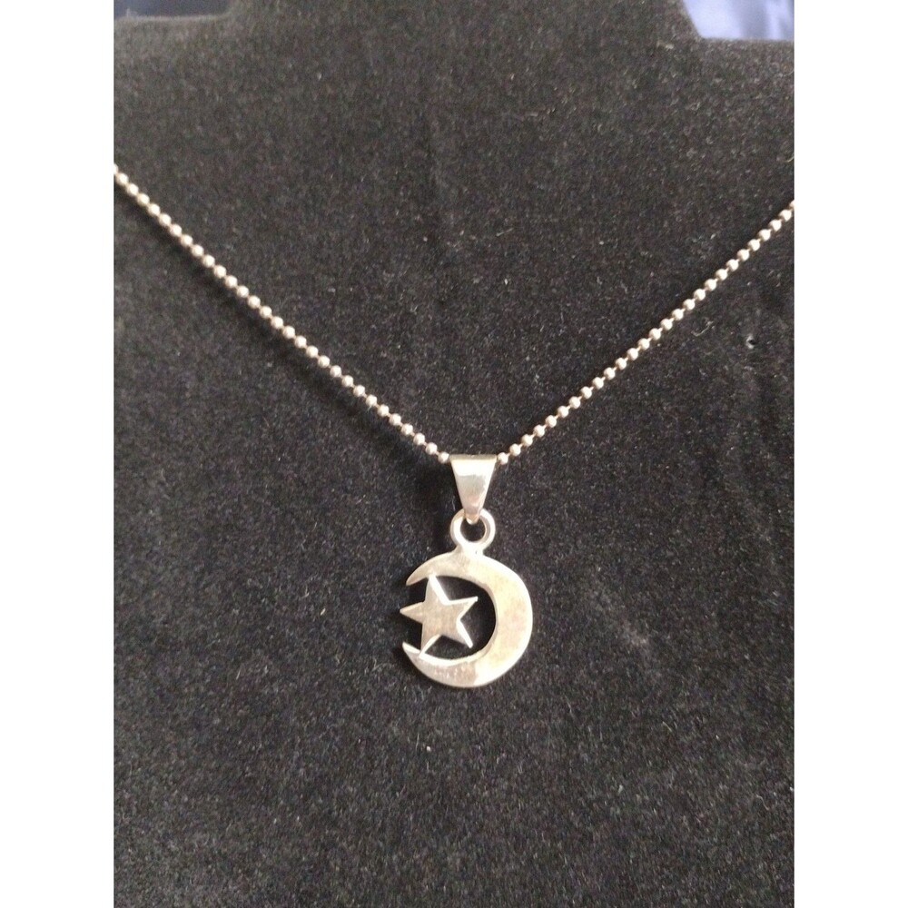 Religious God Allah Star With Moon Islamic Muslim Jewelry Sterling Silver Stamp